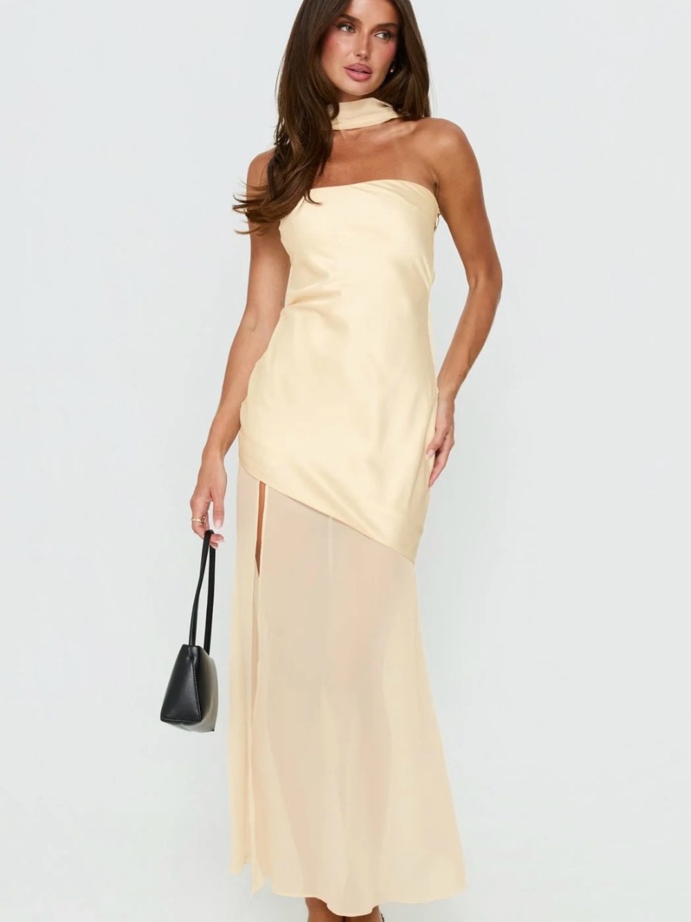 Princess Polly- Strapless Scarf Maxi Dress Yellow size 4